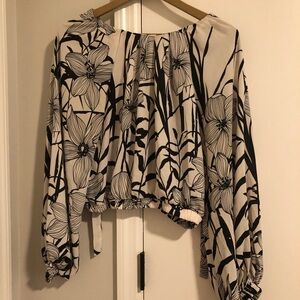 Floral Black and White Women's Top